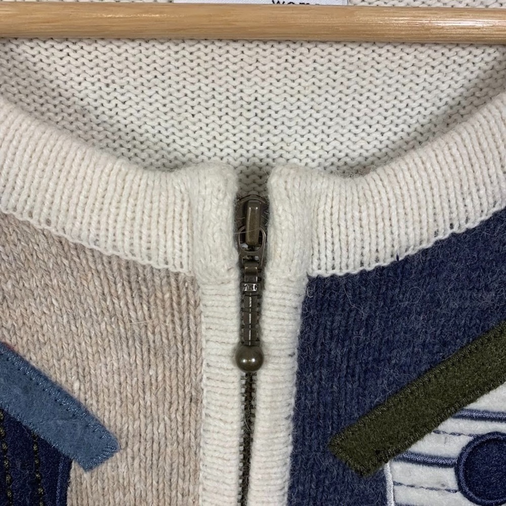 Croft & Barrow Knit Full Zip Patchwork Birdhouse Sweater Women's Cottagecore - Picture 5 of 10